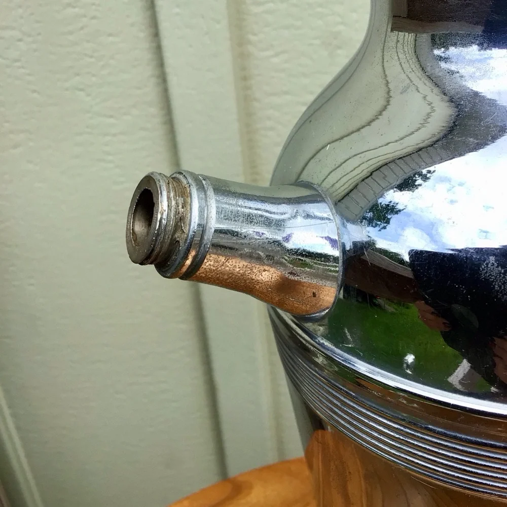Vintage Stainless Chrome MCM Cocktail Shaker Pitcher with Goblets